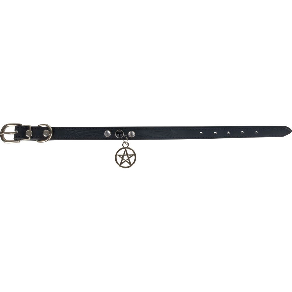 Vegan Leather Cat or Dog Collar - Pentacle, SKU KH-11006, UPC 700317355069
