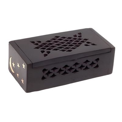 4&quot; x 2&quot; Celestial Filigree Wood Box, SKU G03-AMDLG, UPC 700317381815