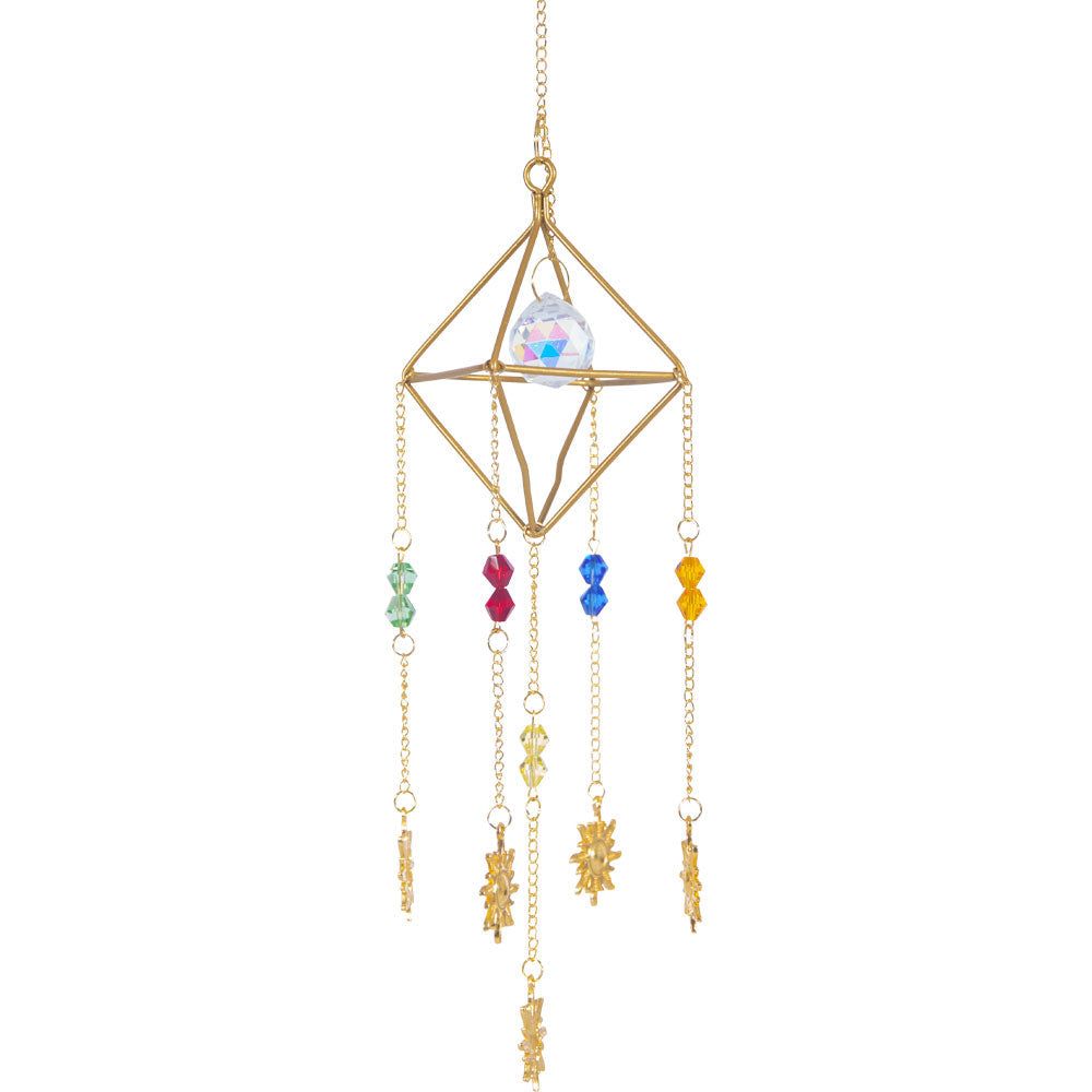 9&quot; Hanging AB Crystal Prism Suncatcher - Multi-Colored Glass Beads &amp; Sun Charms, SKU KH-63095, UPC …