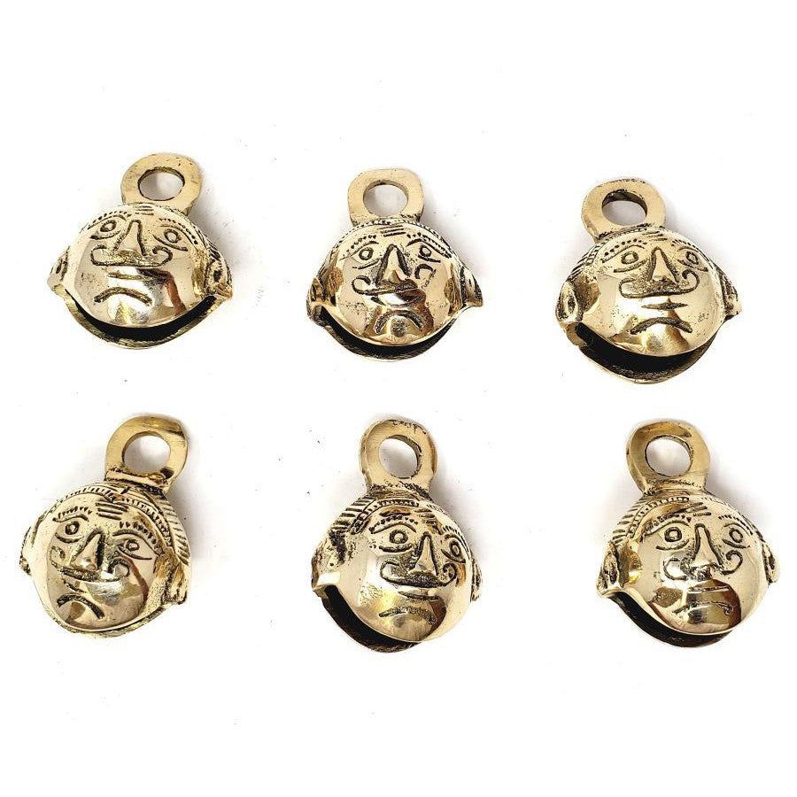 1.75&quot; Sun Face Carved Ghungroo Brass Bell, SKU F08-33-4415-1, UPC 700317387053