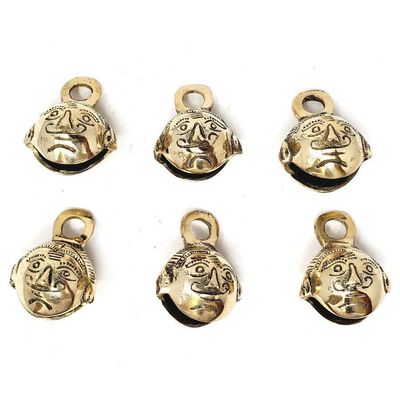 1.75&quot; Sun Face Carved Ghungroo Brass Bell, SKU F08-33-4415-1, UPC 700317387053