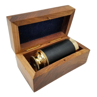 6&quot; Telescope with Brass Inlaid Wooden Box, SKU G03-TLS6, UPC 700317314349