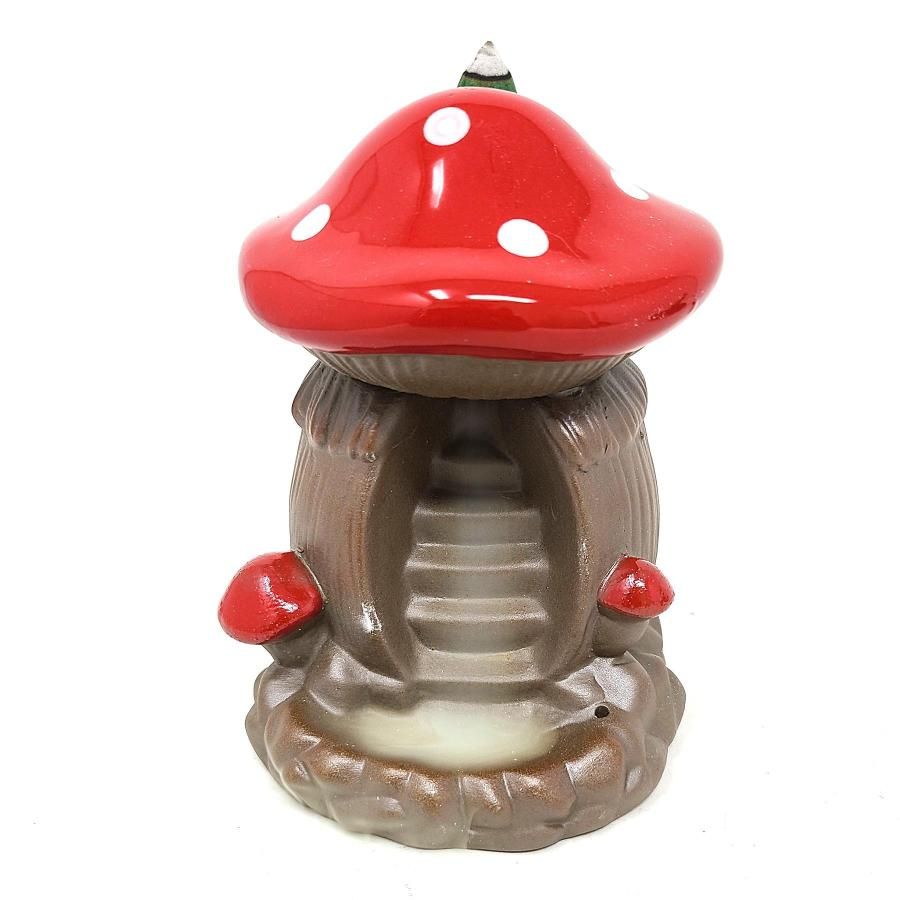 4.5&quot; Mushroom House Backflow Cone Incense Burner, SKU B04-02-BFL-09, UPC 700317371533