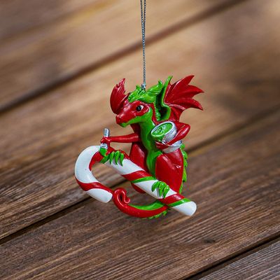 4&quot; Candy Cane Dragon Ornament by Ruth Thompson, SKU PG-15551, UPC 700317314905