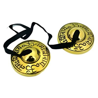 2&quot; Tibetan Tingshas / Cymbals - Om Namaha Shivaya, SKU H03-58-84, UPC 700317385585