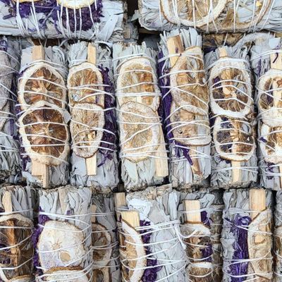 4&quot; Florida Water, White Sage, Lavender, Lemon &amp; Palo Santo Smudge Stick, SKU MS1-N48, UPC 700317309…