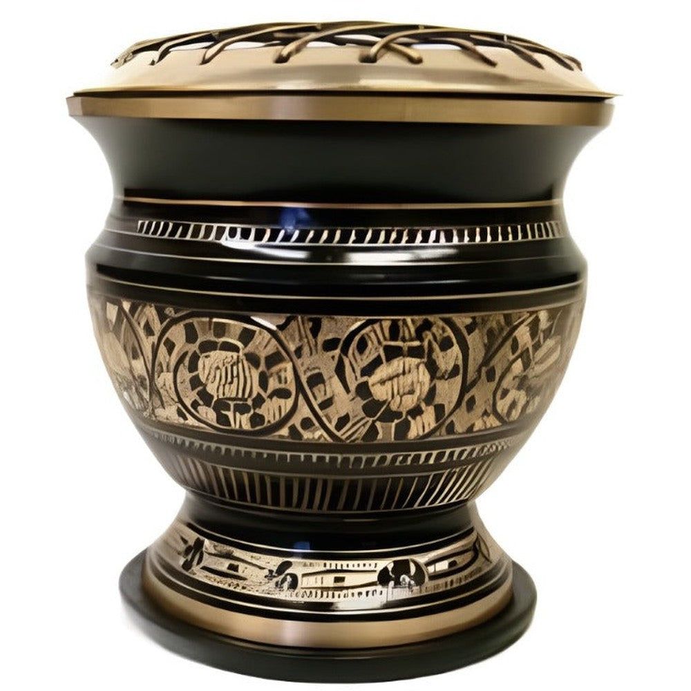 4&quot; Carved Brass Screen Charcoal Burner with Coaster, SKU I01-014-BBIL-C, UPC 700317372110