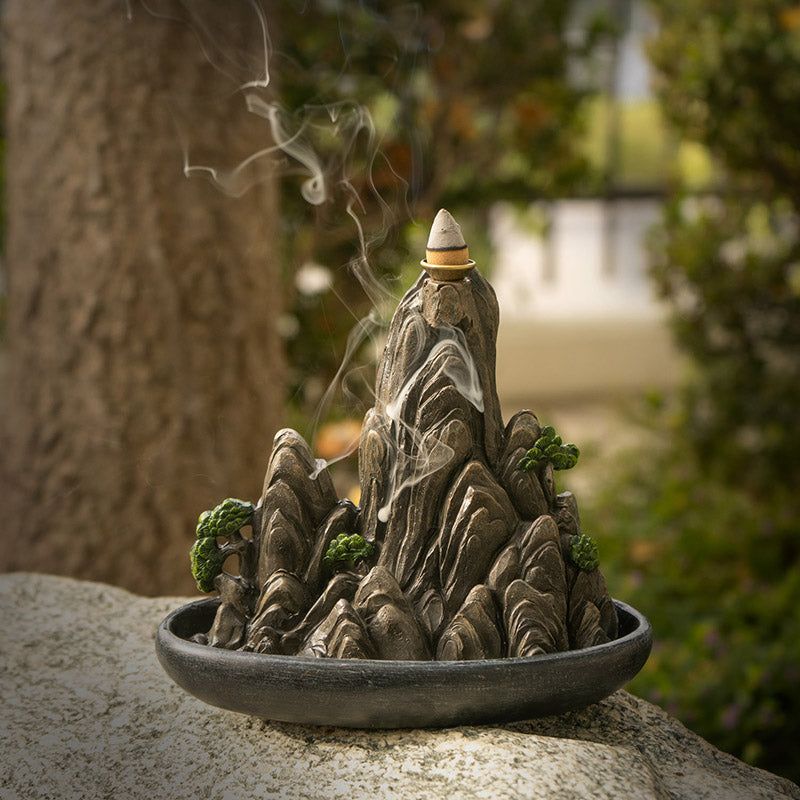 7&quot; Mountain Scene Backflow Incense Burner, SKU PG-15629, UPC 700317372356