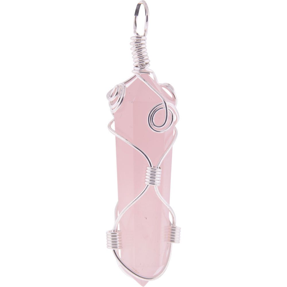 2&quot; Wire Wrapped Point Pendant - Rose Quartz (Assorted Design), SKU KH-99451, UPC 700317357278