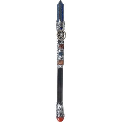 10&quot; Magick Wand - Lapis Point with Silver Pentacle, SKU KH-69011, UPC 700317353010