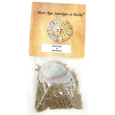 Desert Sage Loose with Red Abalone Shell, SKU N02-18-DMSB, UPC 700317378082