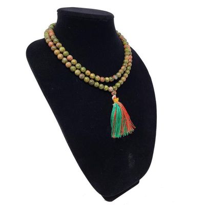 Mala Necklace or Prayer Beads - Unakite (108 Beads), SKU QQ00-GJM-29, UPC 700317371298