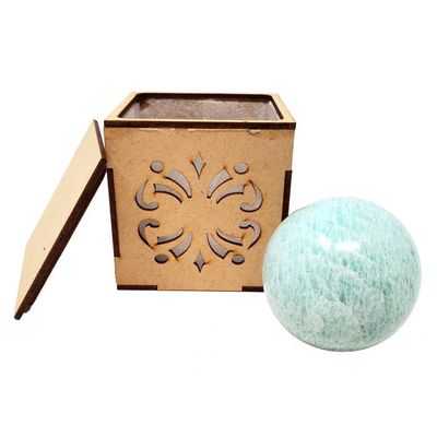 40-55 mm Gemstone Sphere with Box - Amazonite, SKU Sphere-15, UPC 700317311423