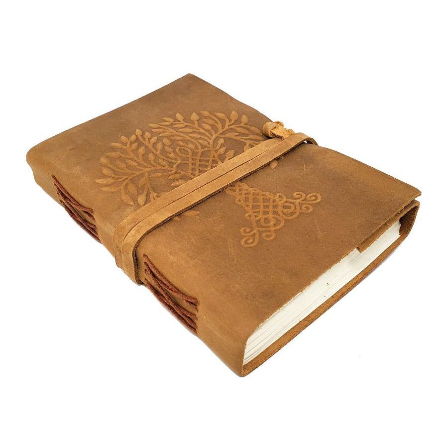 5&quot; x 7&quot; Tree of Life Embossed Soft Leather Journal with Cord, SKU SL57-Tree, UPC 700317302377