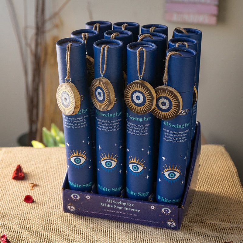 All Seeing Eye White Sage Incense Display Set (12 Packs of 30 Sticks), SKU PG-15445, UPC 7003173559…