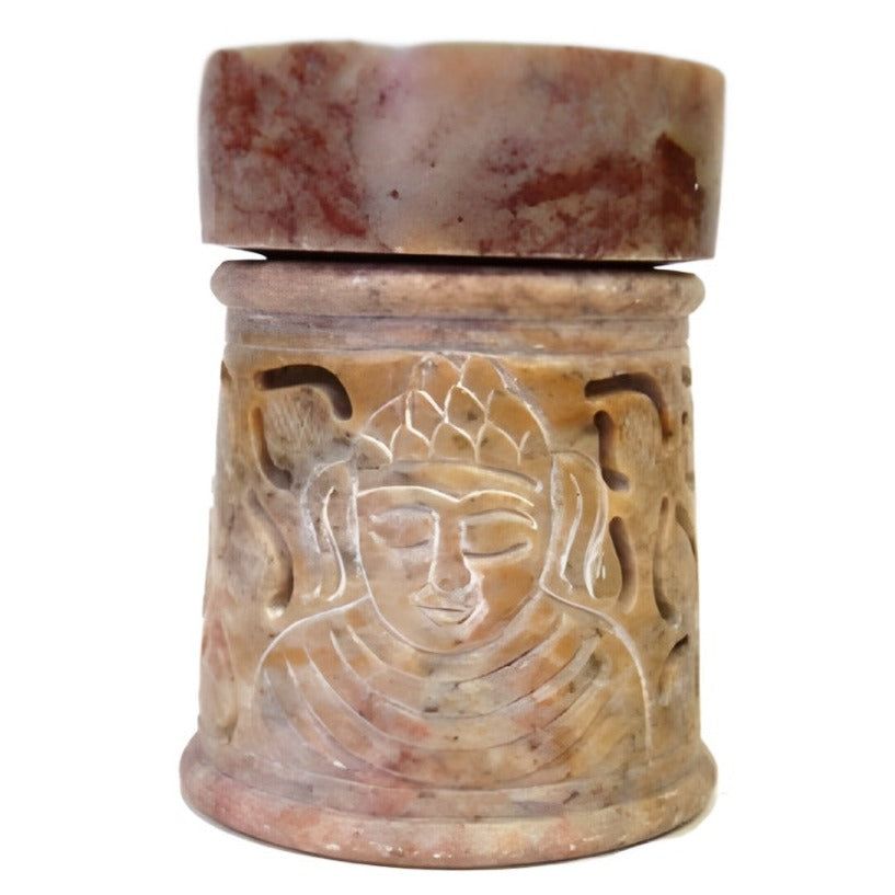 3.5&quot; Buddha Carved Soapstone Oil Aroma Lamp, SKU STSCB, UPC 700317305972