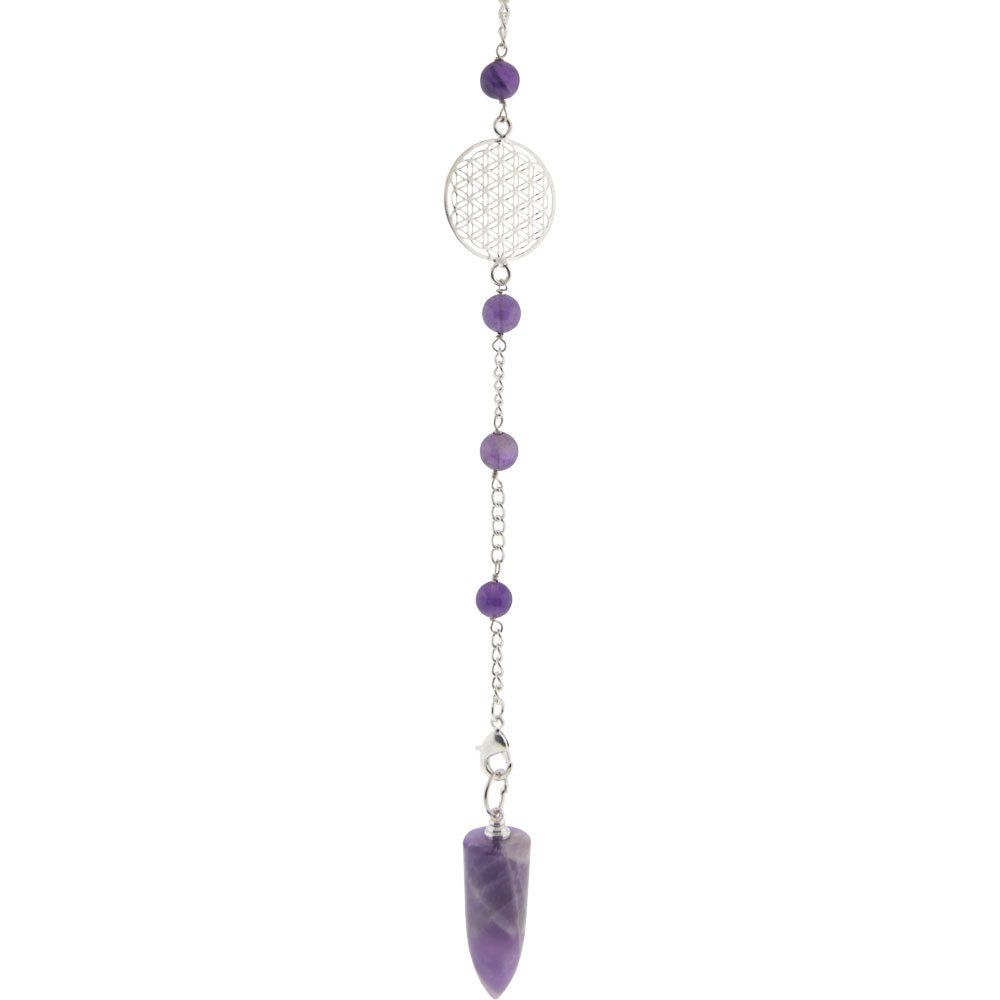 Gemstone Pendulum Flower of Life - Amethyst, SKU KH-61425, UPC 700317355533