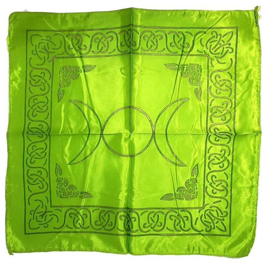 21&quot; Satin Altar Cloth - Triple Moon on Lime Green &amp; Gold, SKU SC96-LIMEGN, UPC 700317308751