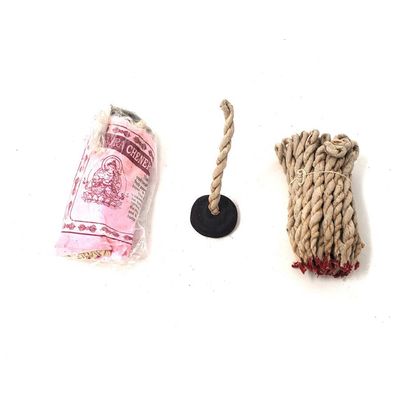 Tibetan Rope Incense with Burner - Chenerezig (35-45 Ropes), SKU TI-Chenerezig, UPC 700317301707