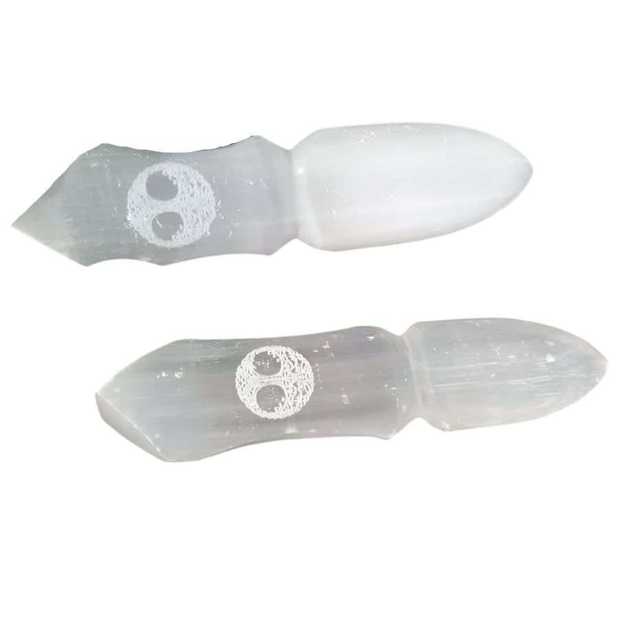 8&quot; Selenite Carved Altar Athame - Tree of Life, SKU SEL-Knife-TOL, UPC 700317305439