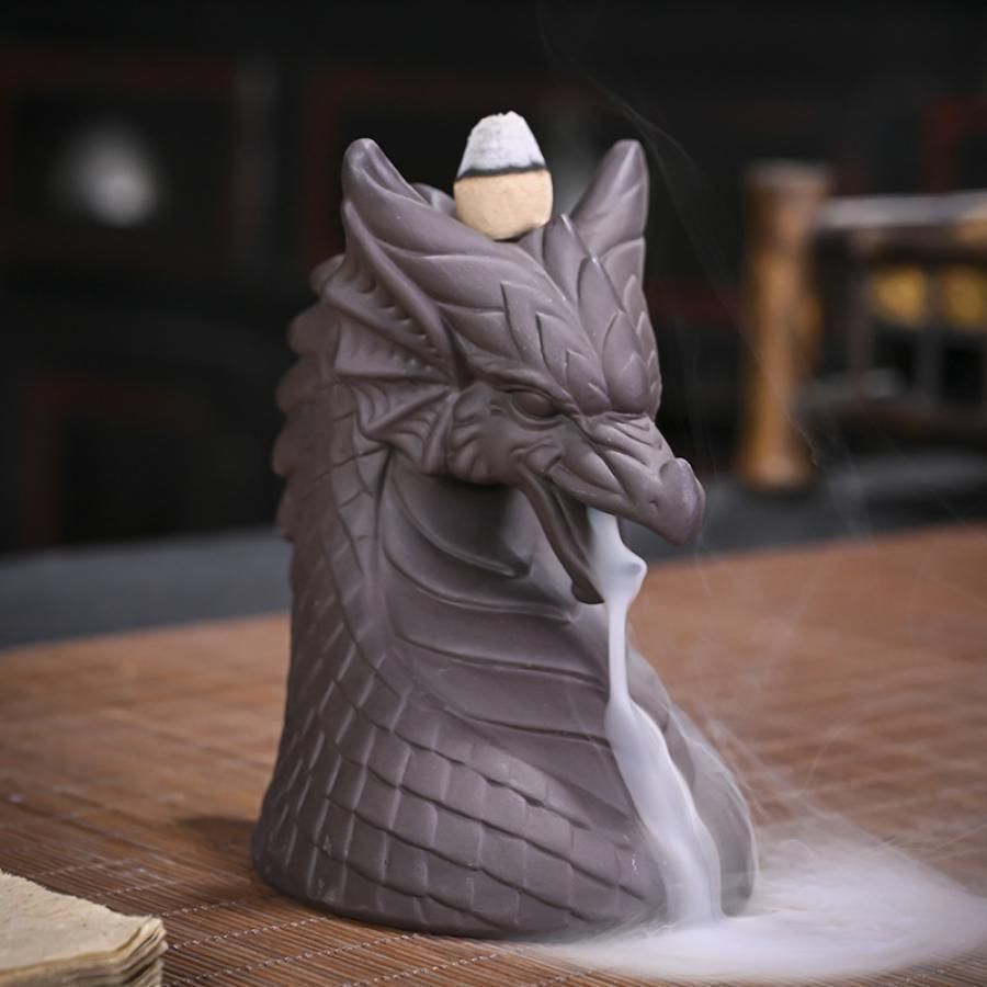 4.5&quot; Dragon Backflow Cone Incense Burner, SKU C00-BFL-40, UPC 700317380870