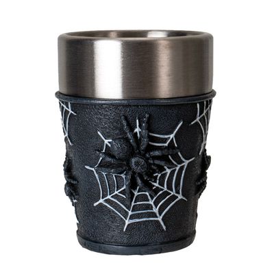 2.6&quot; Stainless Steel / Resin Shot Glass - Spider, SKU PG-15976, UPC 700317393931