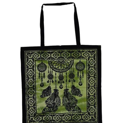 18&quot; x 18&quot; Dreamcatcher Green &amp; Black Tote Bag, SKU Z039-SC74-DC, UPC 700317380290