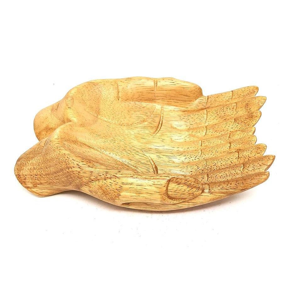 7&quot; Wooden Hand Offering Bowl, SKU B03-BOWL-OFH, UPC 700317381853