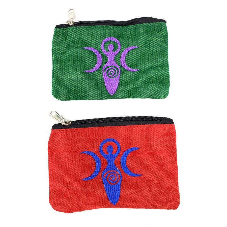 6&quot; x 4&quot; Goddess of Earth Embroidered Cotton Zipper Bag, SKU V02-35-CP06, UPC 700317380573