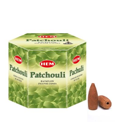 Patchouli HEM Backflow Incense Cones (40 Pack), SKU HBFC-PA, UPC 700317305675