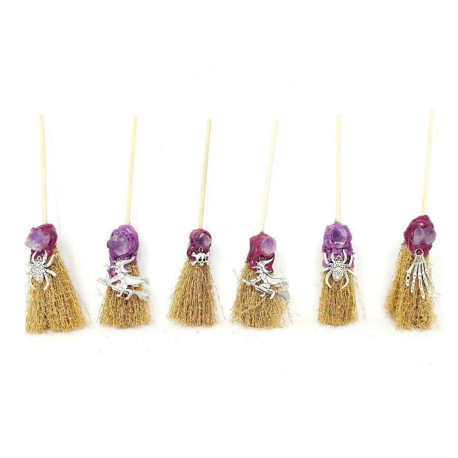 7&quot; Wicca Broom - Amethyst (Assorted), SKU BRM-023-D6, UPC 700317397137
