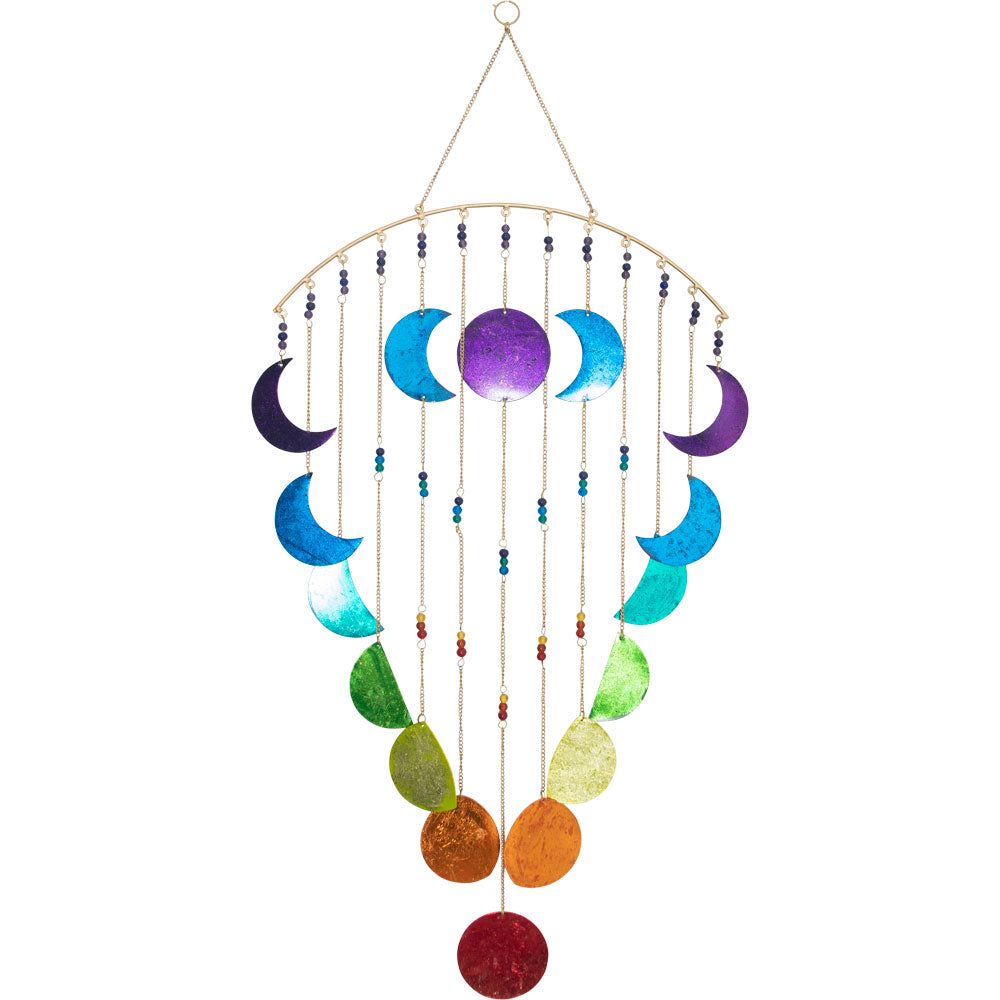 34.5&quot; Metal Wall Hanging Mobile - Chakra Moon Phases, SKU KH-31316, UPC 700317312079