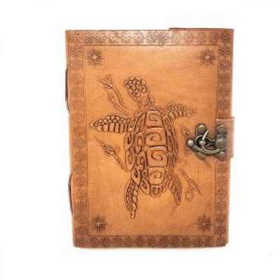 5&quot; x 7&quot; Turtle Embossed Leather Journal with Latch, SKU JB75-ST, UPC 700317302407