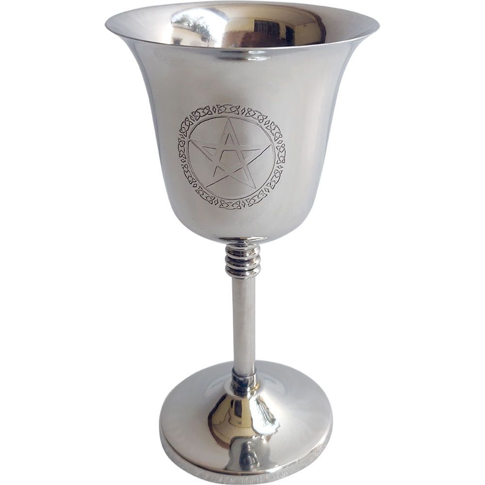 6&quot; Stainless Steel Chalice / Goblet - Engraved Pentacle, SKU KH-64516, UPC 700317312246