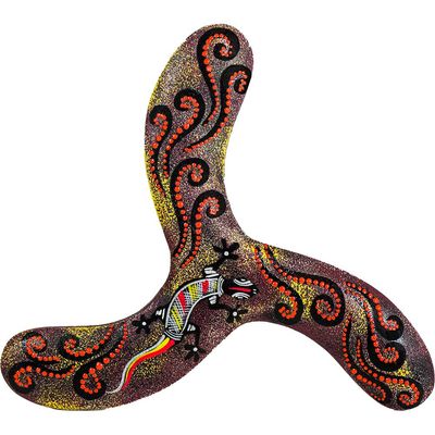 9.5&quot; Hand Painted 3 Wing Boomerang - Dot Design, SKU KH-31295, UPC 700317388708