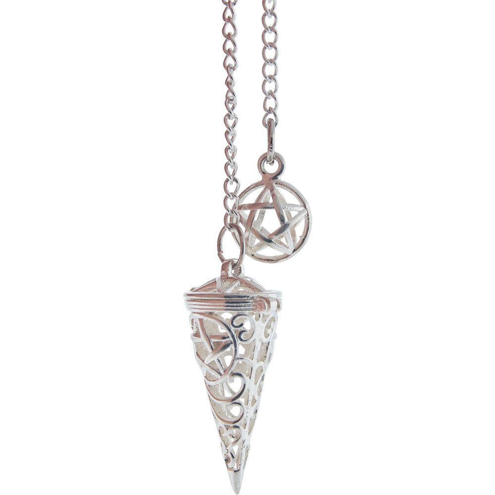 Antique Silver Chambered Pendulum - Pentacle, SKU KH-61421, UPC 700317353522