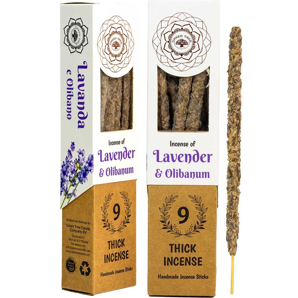 Green Tree Botanical Incense - Lavender (9 Thick Sticks), SKU KH-73129, UPC 700317392279