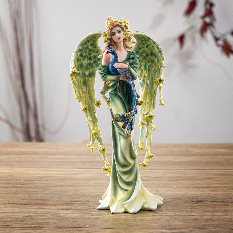 9.25&quot; Peacock Fairy Statue, SKU PG-15769, UPC 700317370109
