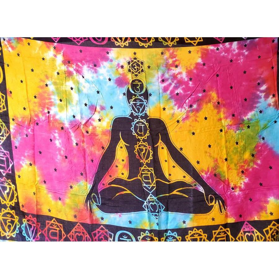 44&quot; x 72&quot; Seven Chakra Tie Dye Tapestry, SKU SC78-SCH, UPC 700317379829