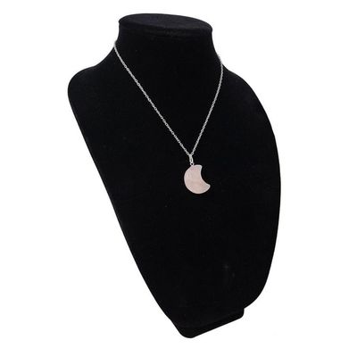 Rose Quartz Crescent Moon Gemstone Pendant, SKU QQ199-P209, UPC 700317384069