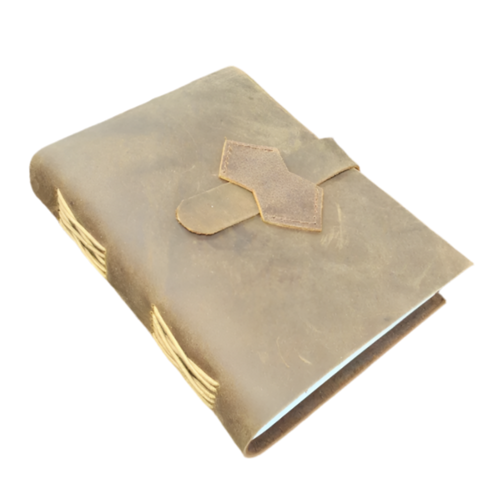 5.5&quot; x 7.5&quot; Vintage Brown Leather Journal with Strap, SKU JB75-003, UPC 700317418658