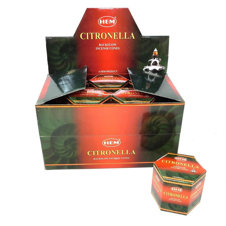 Citronella HEM Backflow Incense Cones (40 Pack), SKU B00-HEMBF-HBFC-CT-1, UPC 700317379317