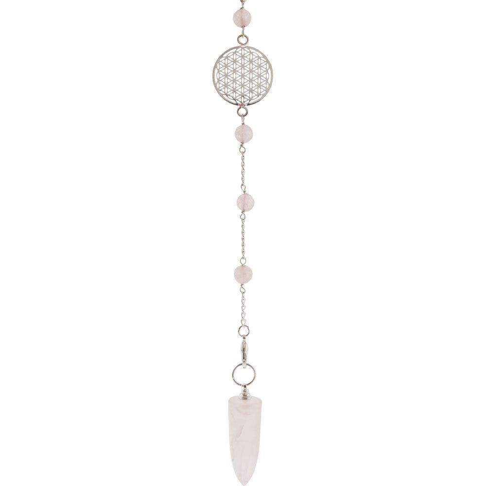 Gemstone Pendulum Flower of Life - Rose Quartz, SKU KH-61423, UPC 700317355557