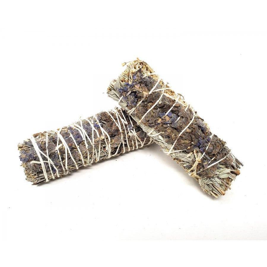 4&quot; Blue Sage &amp; Lavender Smudge Stick, SKU L02-29-MS1-BSL, UPC 700317378129