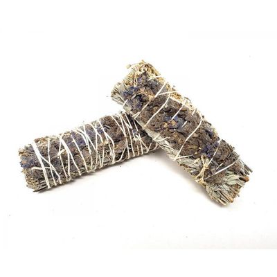 4&quot; Blue Sage &amp; Lavender Smudge Stick, SKU L02-29-MS1-BSL, UPC 700317378129