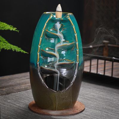 7.5&quot; Waterfall Ceramic Backflow Cone Incense Burner, SKU B04-BFL-20, UPC 700317380863