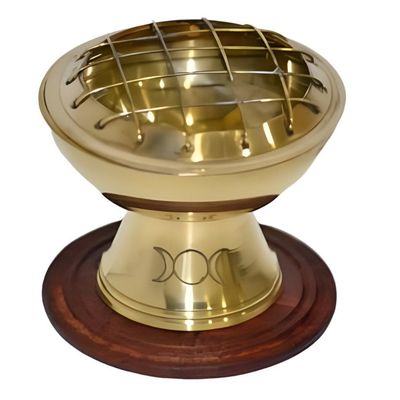 2.5&quot; Triple Moon Carved Charcoal Burner, SKU I01-011-CRN6, UPC 700317383901