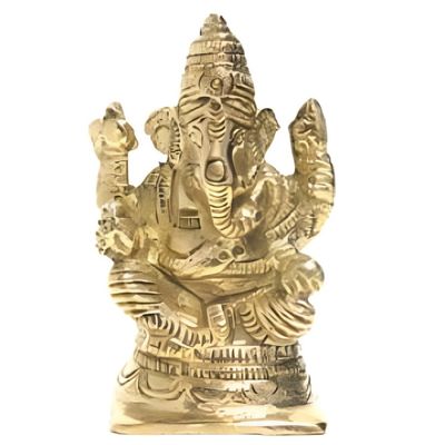 3&quot; Ganesh Solid Brass Statue, SKU G08-018-24975, UPC 700317384274