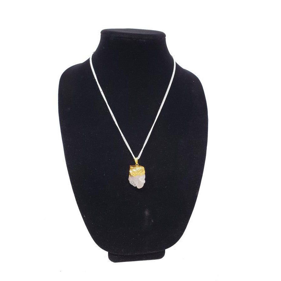 Rose Quartz Electroplated Gemstone Pendant, SKU QQ184-P194, UPC 700317384182