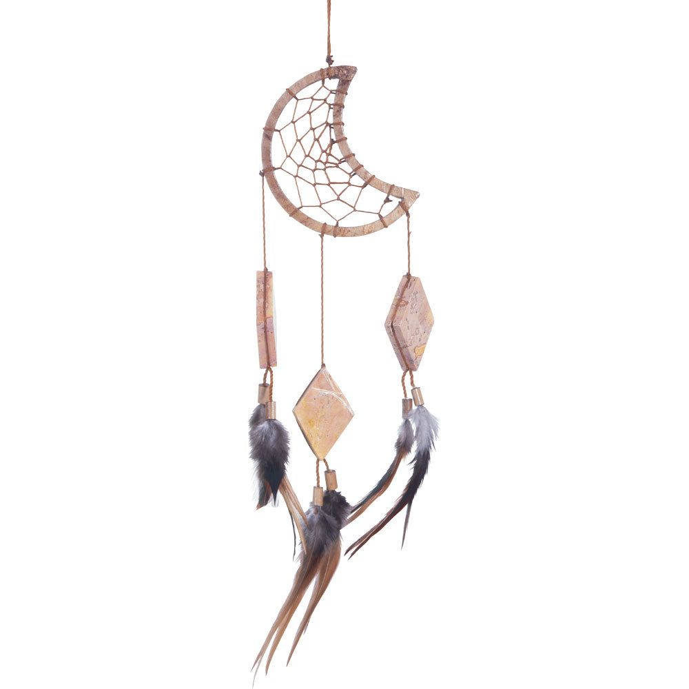 12&quot; Dream Catcher - Moon with Natural Stone Beads, SKU KH-30284, UPC 700317312048